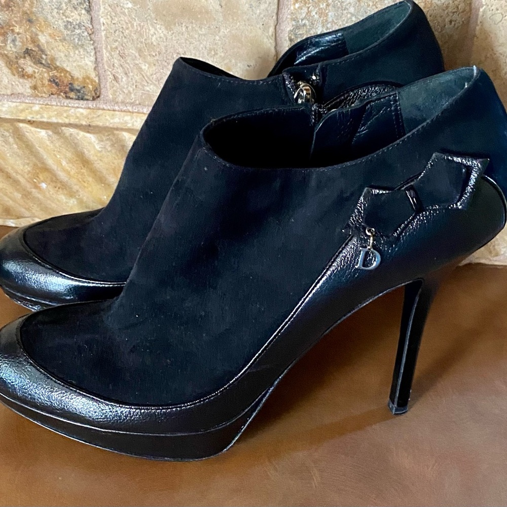 Christian Dior Suede with Embroidered Detail Black Booties 10.5